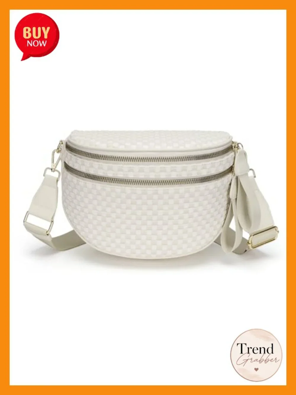 Woven Vegan Leather Crossbody Bag Sling Waist Bag Adjustable Strap